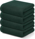 Kitinjoy Cotton Waffle 4-Pack Kitchen Towels, 13" x 28", Blackish Green | Super Soft, Ultra-Absorbent, Fast Drying, lightweight, Quick Drying Kitchen Hand Towels