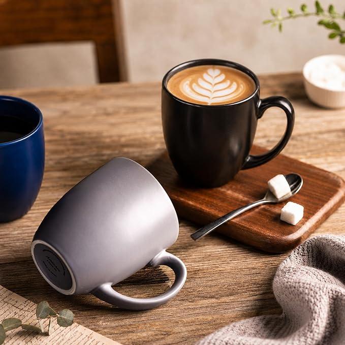 AmorArc 16 oz Coffee Mugs Set of 6, Large Ceramic Coffee Cups Set | Classic Coffee Mugs Set for Men,Women,Tea/Latte/Cappuccino/Cocoa. Dishwasher&Microwave Safe