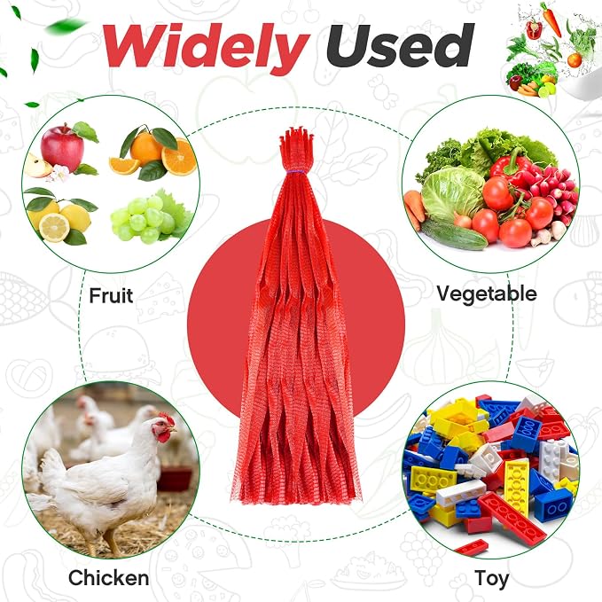 Windyun 1500 Pcs 20 Inch Mesh Bags for Vegetables Mesh Produce Bags Reusable Nylon Netting Bulk, Fits Storage Egg Vegetable Seafood Fruits Grocery (Red)