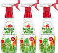Veggie Wash Fruit and Vegetable Wash, 16 Fluid Ounce, Pack of 3 | Ideal for Cleaning Produce, Kosher, Vegan, Plant-Derived Ingredients, Unscented, No Parabens, Packaging May Vary