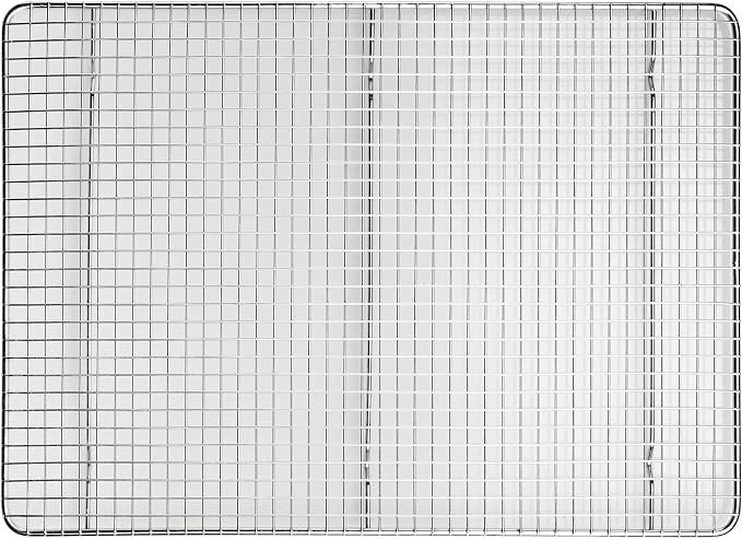 Winco 14" x 20" Silver/White 2/3 Size Wire Sheet Pan Grate | Elevates food to prevent sticking, Heavy-duty, Great for Entrees, Salads, Desserts and Appetizers