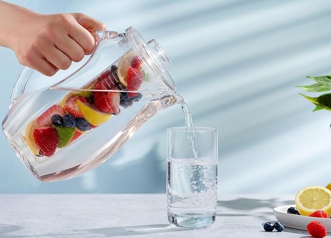 Water Infuser Pitcher By Home Essentials & Beyond – Shatterproof Acrylic – Elegant Durable Design – Ideal for Iced Tea, Fruit Infused Water and Juice (93 oz)