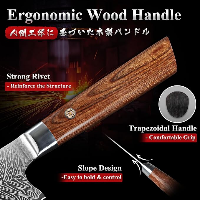 Dragon Creek Damascus Chef's Knife - Meat Vegetable Cutting | Japanese Chef Knife for Birthday Thanksgiving Gift for Mom or Dad