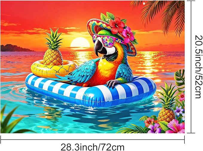 HOMETITUTE Summer Stove Top Cover 28x20 Tropical Parrot Ocean Heat Resistant