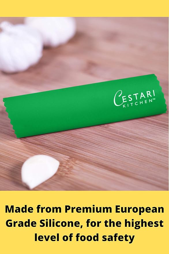 Cestari Kitchen Garlic Peeler Tube Roller – Silicone Garlic Skin Remover, Peels Multiple Cloves in Seconds, BPA-Free, Dishwasher Safe, Green