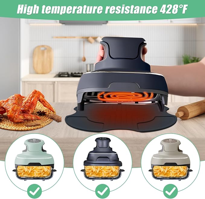 Silicone Heat Resistant Trivet Pad for Ninja Crispi Air Fryer | Non-Slip Mat for Countertops, Easy-Clean, Compatible with Ninja Air FN101GY/FN101SG/FN101ST (Dark Gray)