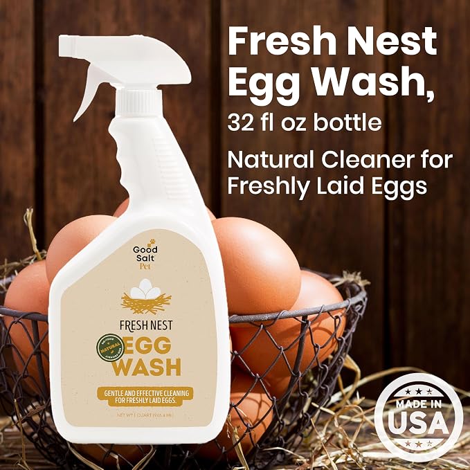 Clean Republic Good Salt Pet Fresh Nest Egg Wash Spray, Natural Cleaner for Freshly Laid Eggs, Made in the USA, 32 Ounce Bottle
