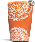 Tea Forte Double-Walled Ceramic Kati Cup, Chakra, 12 oz | Insulated Ceramic - Stainless Steel Loose Leaf Infuser - Keeps Tea Hot Longer - Lid Included - Microwave & Dishwasher Safe