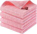 Homaxy 100% Cotton Terry Kitchen Dish Cloths, 4 Pack, Pink | Ultra Soft and Absorbent Dish Towels for Kitchen, Suitable for Drying and Washing Dishes