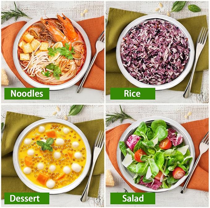 Okllen 10 Pack Small Stainless Steel Bowls, 6 1/2 Inch Wide Kitchen Metal Bowl with Flat Base, 3/4 Quart Prep Bowls for Meal Prep, Cooking, Serving, Baking