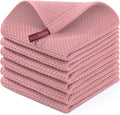 Homaxy 100% Cotton Waffle Weave Kitchen Dish Cloths 6-Pack, Dried Rose | 12 x 12 Inches, Ultra Soft Absorbent Dish Towels, Quick Drying Dish Rags with Hanging Loop
