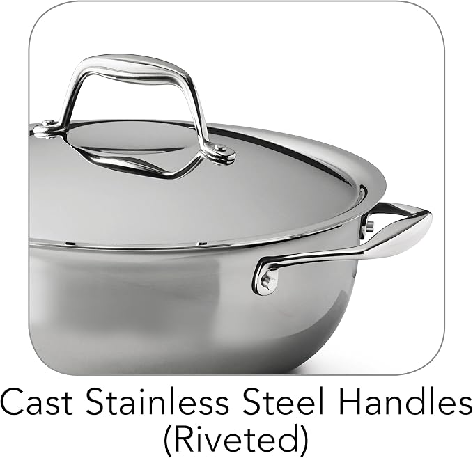 Tramontina Signature Tri-Ply Clad Stainless Steel 4-Quart Universal Pan | Induction-Ready Cooking Pan, Dishwasher-Safe, NSF-Certified, Made in Brazil