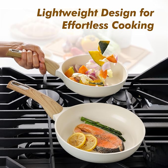 SENSARTE 11inch Ceramic Nonstick Frying Pan Skillet with Lid, White | Non Stick Omelet Pans, Non-toxic Healthy Kitchen Cooking Chefs Pan, PFOA/PFAS/PTFE Free, Induction Compatible