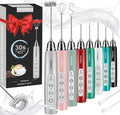 YUSWKO Handheld Milk Frother Wand for Coffee, Rechargeable Electric Whisk with 3 Heads 3 Speeds Drink Mixer Coffee Frother For Latte, Cappuccino, Hot Chocolate, Egg, Silver
