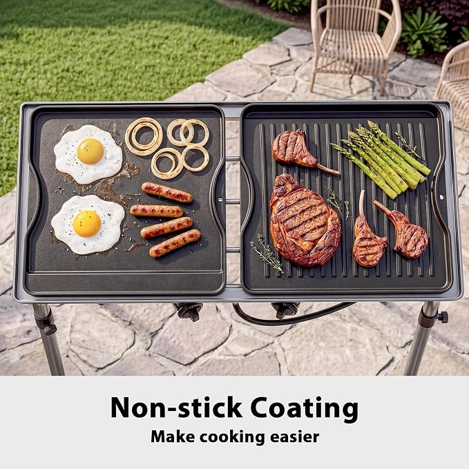 Utheer Reversible Cast Iron Griddle for All Camp Chef 14" & 16" Stoves | Reversible griddle fits Camp Chef Explorer 2-burner, 3-burner and single-burner outdoor stoves, 1 pack