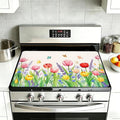 Spring Flowers Glass Top Stove Cover Protector,Rusti c Butterfly Heat Resistant Stove Top Cover, Large Size Range Covers for Electric Stove Countertop Mat, 28 x 20 Inch