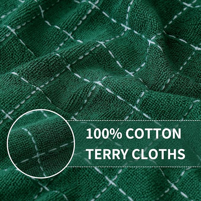 Homaxy 100% Cotton Terry Kitchen Towels, 8 Pack, Dark Green | Ultra Soft and Absorbent Dish Towels for Kitchen, Suitable for Drying and Washing Dishes