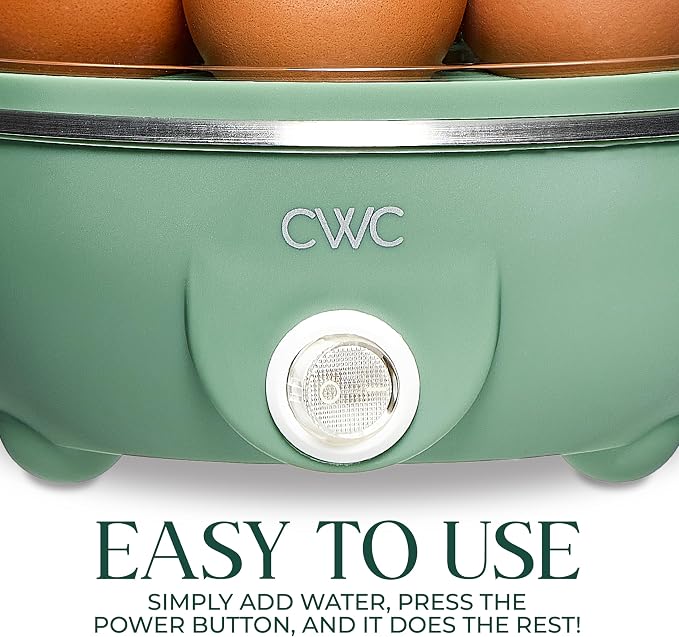 COOK WITH COLOR 350W Electric Double Layer Egg Cooker - Egg Boiler for Hard Boiled, Soft Boiled, and Omelettes, 6.1x6.1x5.5, Dark Sage