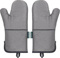 Beneno Heat Resistant 500°F Kitchen Oven Mitts 2-Pack, 7.5"x14.3", Gray | Textured Non-Slip Silicone Grip, Extra Long Forearm Protection, Soft Quilted Cotton Terry Lining, Ideal for Baking & Grilling