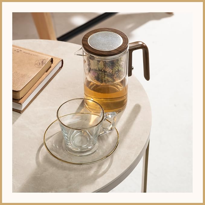 Magic Tea Pot - Modern Glass Infuser Tea pot - Water Separation Enchanted Teapot with Heat-Resistant Handle - Elegant Gift Box & Writable Card - Perfect for Loose Leaf Tea - 1000 ML (34oz)