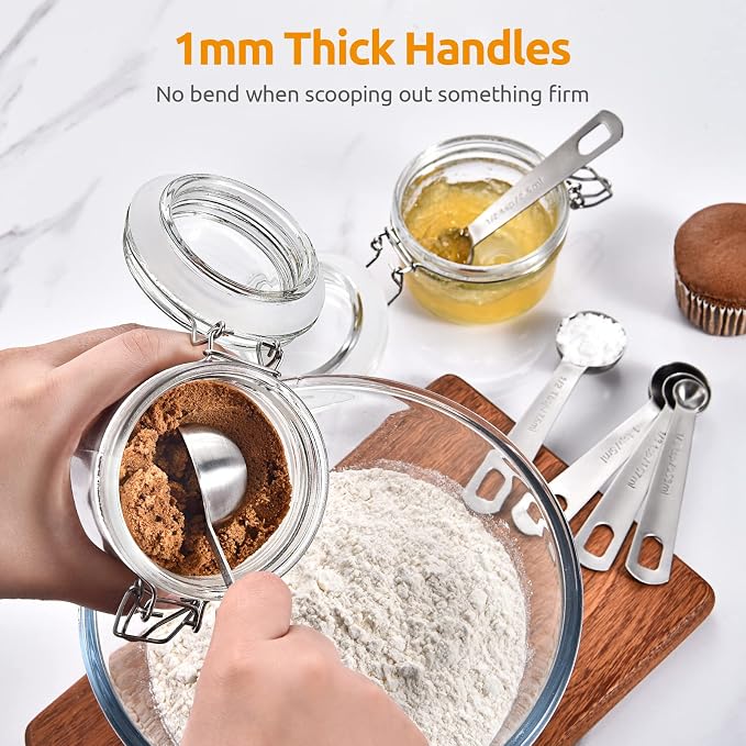 Measuring Spoons: U-Taste 18/8 Stainless Steel Measuring Spoons Set of 6 Piece: 1/8 tsp, 1/4 tsp, 1/2 tsp, 1 tsp, 1/2 tbsp & 1 tbsp Dry and Liquid Ingredients | Kitchen Metal Measure Set, Metric & US Measurements, 1/8tsp, 1/4tsp, 1/2tsp, 1tsp, 1/2tbsp,...