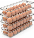 Utopia Home Egg Holder for Fridge, Stackable Egg Container, 4 Pack, Clear | With Lid and Handle, For Refrigerator Organization, Egg Holder For Kitchen or Pantry Organizers and Storage