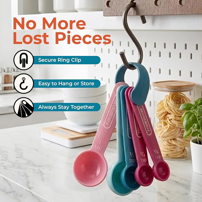 Farberware – Measuring Cup & Spoon Set (9-Piece) – Blue & Pink, Set of 9