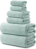 REDKISS 6-Piece Microfiber Bath Towel Set, Ultra Soft, Highly Absorbent & Quick Dry, 35x70 Inch Oversized, sage Green Towels for Bathroom, Spa, Gym, 2 Bath 2 Hand 2 Washcloths