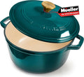 MUELLER HOME 4.5 QT Enameled Cast Iron Dutch Oven, Heavy-Duty Casserole Dish and Braiser Pan with Lid, Oven-Safe up to 500° F & Across All Cooktops, Housewarming Gifts New Home, Emerald | Casserole Dish and Braiser Pan with Lid, Oven-Safe up to 500° F,...