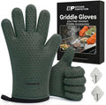 KITCHEN PERFECTION Silicone Griddle Grill Gloves Heat Resistant Oven Mitts | Waterproof, 5-Finger Design For A Better Grip, Best Griddle Grilling Accessories, Compatible with Blackstone, Weber & More