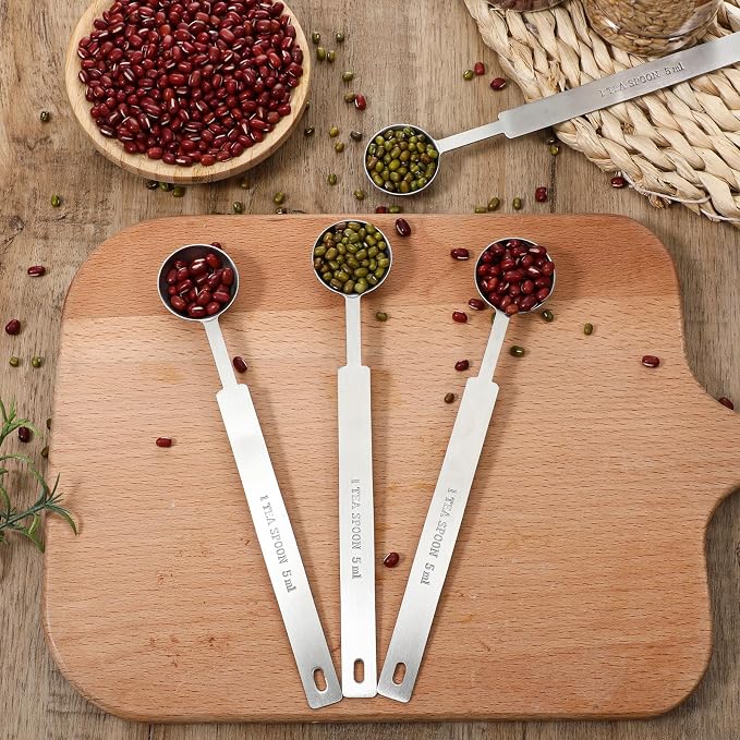4 Pcs Teaspoons Measuring Spoon, 5 Gram Scoop, Stainless Steel Measuring Spoons, 1 Tsp (5 mL, 5 cc, 1/6 oz, 1/3 Tablespoon), Dishwasher Safe, Metal Measurings Spoons for Cooking & Baking