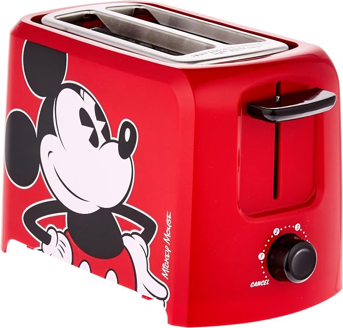 Disney Mickey Mouse 2 Slice Toaster by Select Brands - Disney Toaster for Breakfast Toast & Sandwich Bread - Kitchen Essential with Browning Control - Self-Centering Slots & High Rise Toast Lift