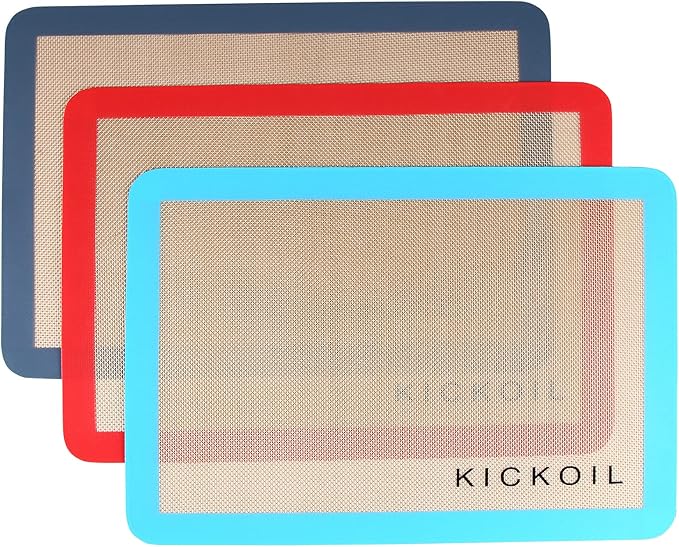 Silicone Baking Mats Set of 3, Non-Stick Reusable BPA-Free Oven Liners | Non Slip Silicone Baking Sheet for Cookies, Macarons, Bread and Pastry, Dishwasher Safe, 16.5'' x 11.6''(Half)