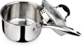 AVACRAFT Tri-Ply Stainless Steel Saucepan with Glass Strainer Lid, Two Side Spouts, Ergonomic Handle, Multipurpose Sauce Pan with Lid, Sauce Pot, Cooking Pot (Tri-Ply Full Body, 2.5 Quart)