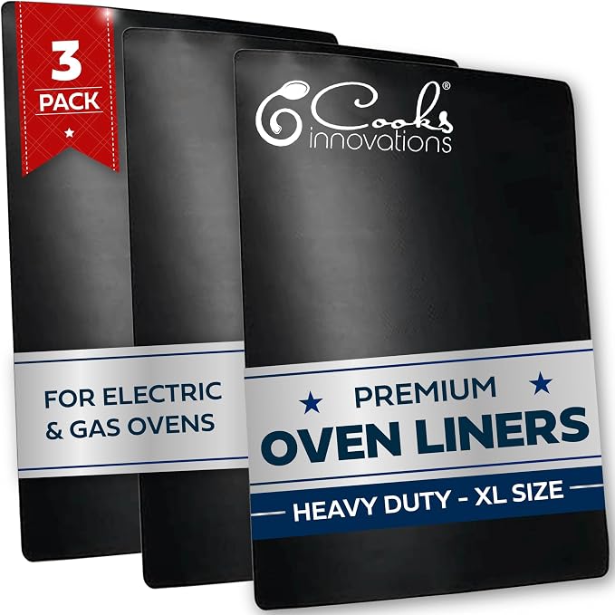Cooks Innovations Non-Stick Oven Liner 3 Pack BPA-Free Heat Resistant Mat | Convection, Electric, Gas & Microwave Ovens | PFOA Free | Baking Mat