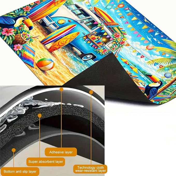 HOMETITUTE Summer Stove Top Cover 28x20 Surfboards Flamingo Heat Resistant