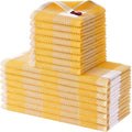 Homaxy Kitchen Towels and Dishcloths Set, Set of 16, White & Golden Yellow | Bulk Cotton Waffle Weave Check Plaid Kitchen Towels, Super Soft and Absorbent Dish Cloths, 12 x 12 and 13 x 28 Inches