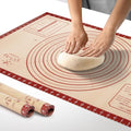 Zulay Kitchen XL Silicone Baking Mat 26x16 Inch – Extra Thick 0.7mm Non-Slip Pastry Mat with Measurements – Reusable Nonstick Sheet for Rolling Dough, Pie Crust & Cookies, Large Countertop Liner - Red
