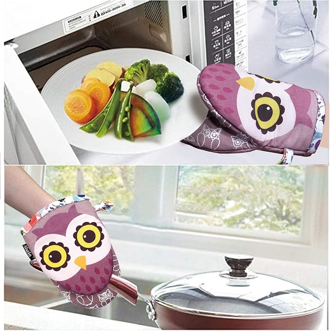 Alselo Mini Oven Mitts 2-Pack Set,Silicone Little Kitchen Gloves