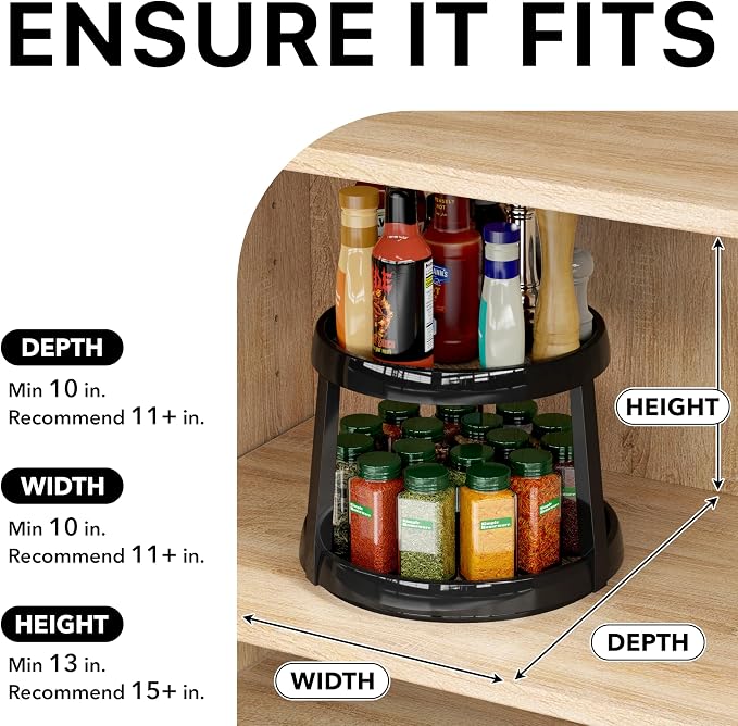 Simple Houseware 2-Tier Lazy Susan Spice Organizer, 10-Inch, Rustic Brown