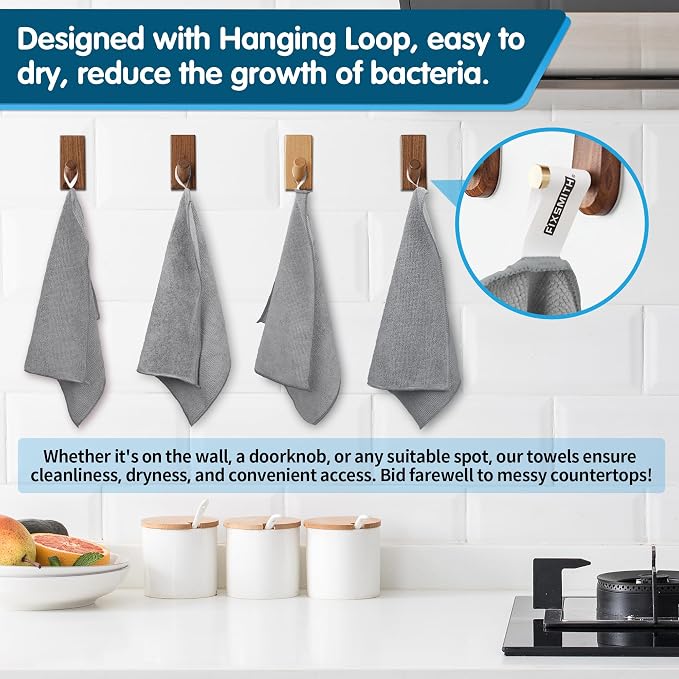 Grey Microfiber Cleaning Cloth -Pack of 12, Highly Absorbent Cleaning Rags, 16"X12" All Purpose Cleaning Towels for Housekeeping, Kitchen, Car, Lint Free and Reusable Microfiber Towels