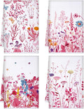 4 Pcs Wildflower Kitchen Towels, Pink and White Hand Dish Cloths | Fast Drying Absorbent Decorative Floral Daisy Wildflower Tea Towels, Housewarming Gift for Kitchen Cooking Baking Bathroom