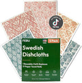 Swedish Dishcloths for Kitchen, 5 Pack, Stamps | Reusable Paper Towels Washable, Non-Scratch Cellulose Sponge Cloths, No Odor, Biodegradable
