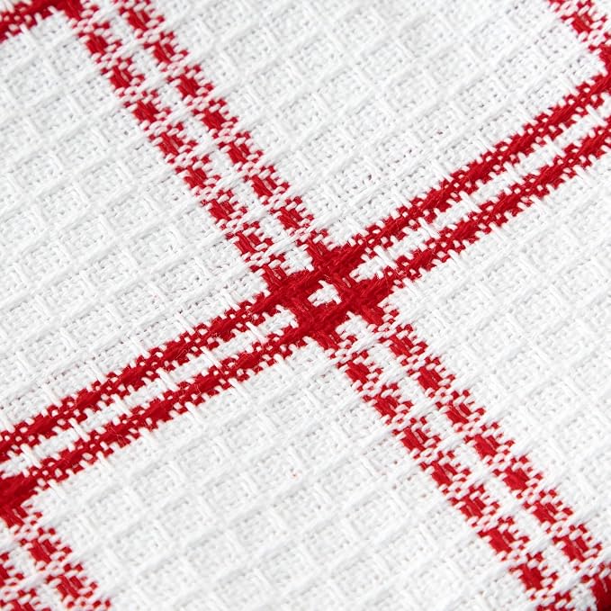 T-Fal Premium Waffle Dish Cloths: Highly Absorbent, Super Soft Long Lasting - 100% Cotton, 12"x13" Towel for Cleaning & Drying, (8-Pack), Red