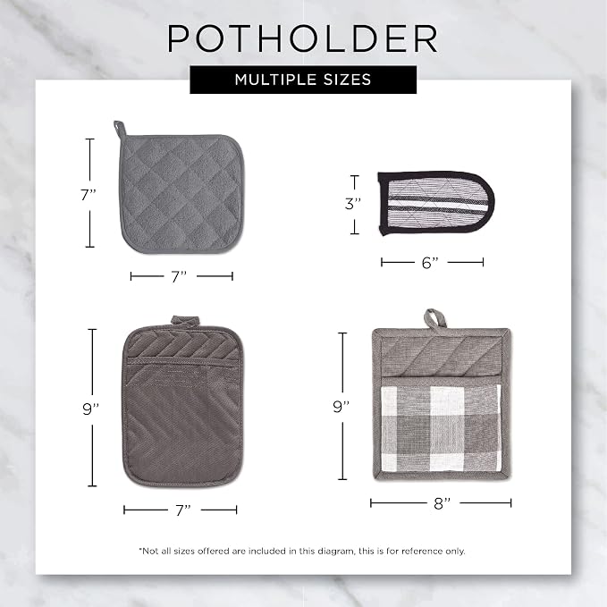 DII Basic Terry Collection Quilted 100% Cotton, Pan Handle, Gray, 3 Piece