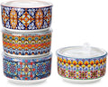 vancasso SIMI 36 oz Ceramic Bowls with Lids Set of 4,Bohemian Serving Bowl | 6 Inch Food Storage Containers Prep Bowls for Leftovers, Soup, Cereal, Meal Prep, Office Lunch, Microwave & Dishwasher Safe