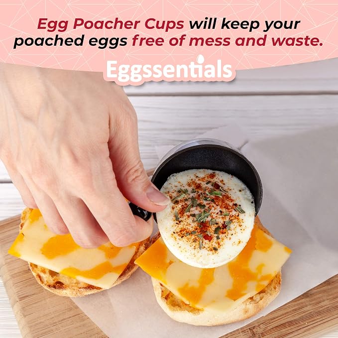 Egg Poacher Insert Stainless Steel Poached Egg Cooker Eggs Poaching Cup PFOA Free Egg Poachers Nonstick, 7.25" Rack Compatible with Skillet Instant Pot Pressure Cooker, 4 Poached Cups