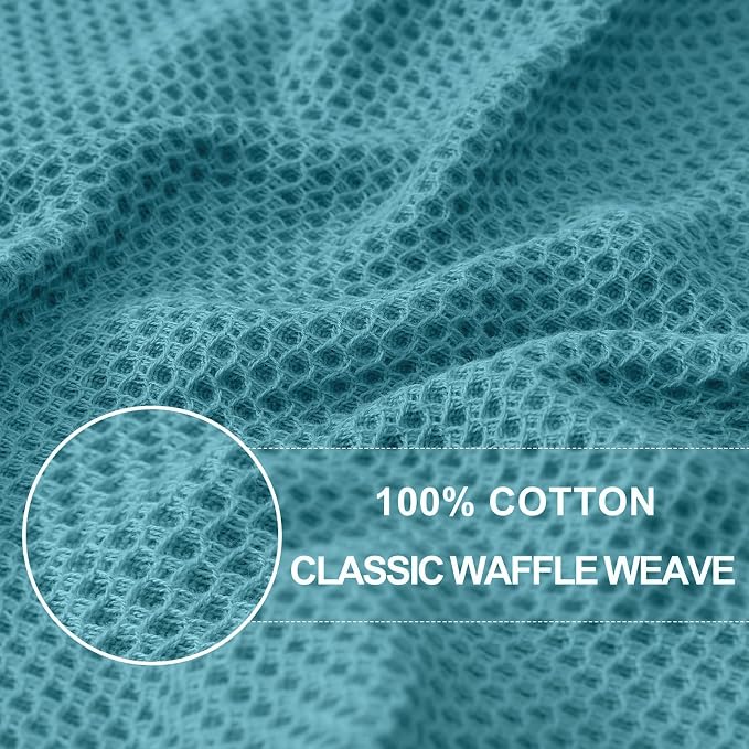 Homaxy 100% Cotton Waffle Weave Kitchen Dish Towels 24-Pack, Lake Blue | 13 x 28 Inches, Ultra Soft Absorbent Dish Towels, Quick Drying Cleaning Towels