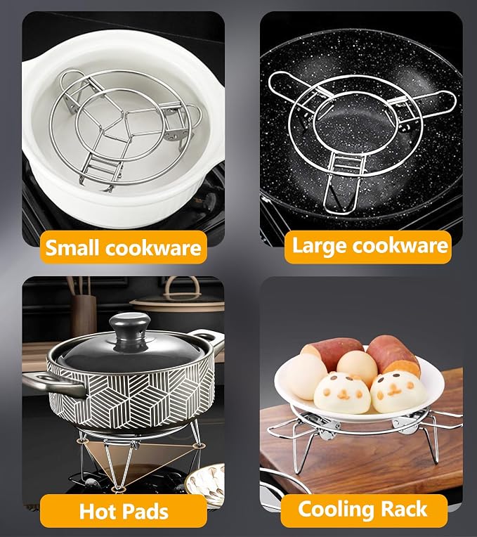 Ugotit Round Steamer Rack for Pots, Adjustable Instant Pot Trivet | Expandable Stainless Steel Steamer Insert, for Wok, Pans, Instant Pot, Cooling