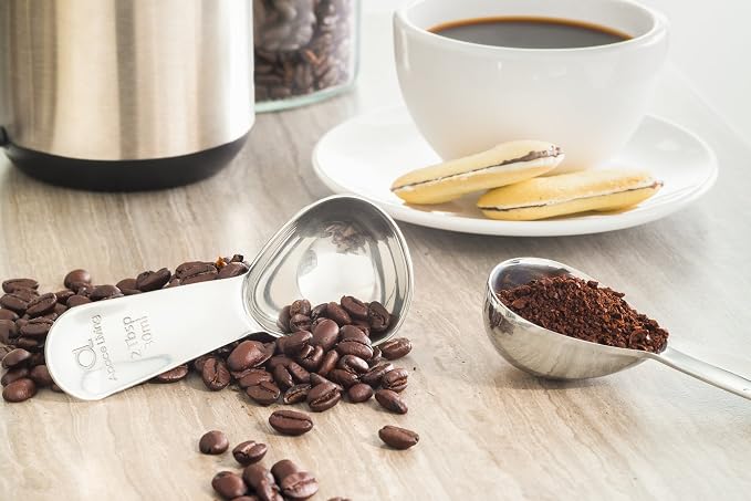 Coffee Scoop (Set of 2) - 2 Tablespoon (2 Tbsp / 1/8 Cup / 1 oz) - The Best Stainless Steel Measuring Spoons for Coffee, Tea, and More (2, Silver)